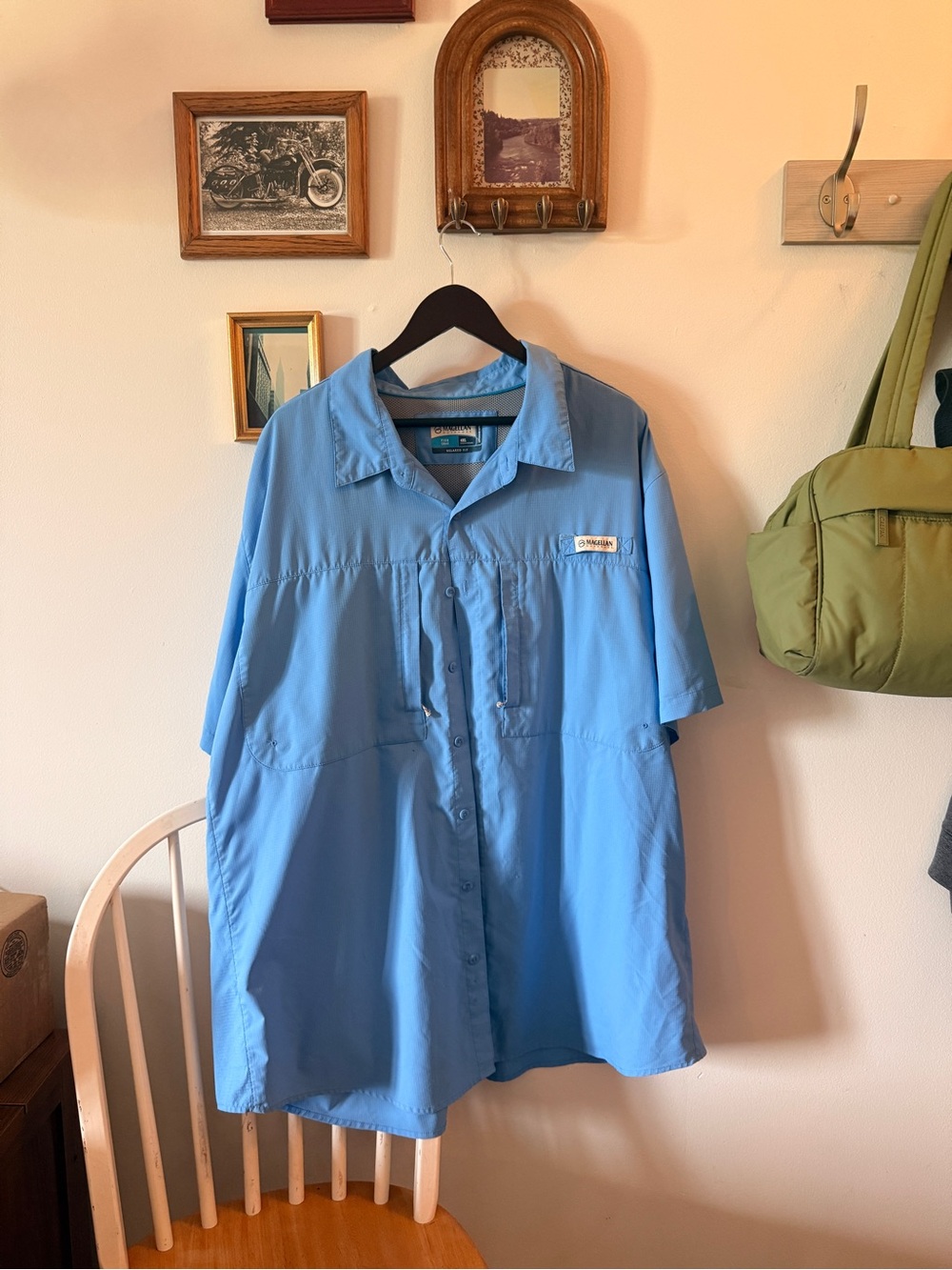 Magellan Outdoors Men’s Short-Sleeve Blue Outdoor Shirt
